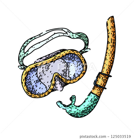 ocean snorkel sketch hand drawn vector ocean snorkel sketch hand drawn vector 125033519