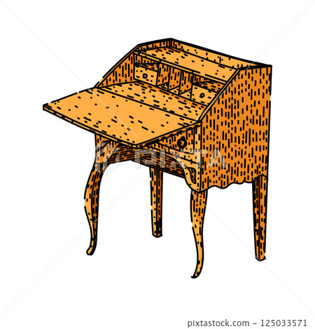 computer desk sketch hand drawn vector 125033571