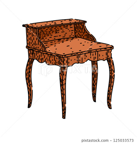 furniture desk sketch hand drawn vector 125033573