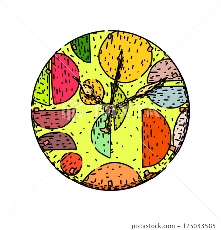 hour clock sketch hand drawn vector 125033585
