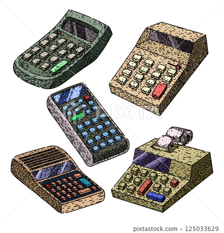 calculator set sketch hand drawn vector 125033629
