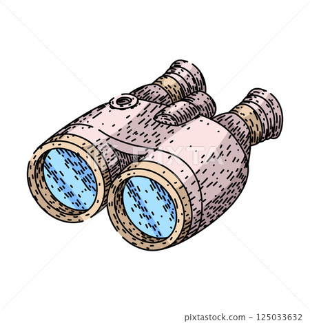 field binoculars sketch hand drawn vector 125033632