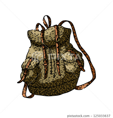 adventure backpack sketch hand drawn vector 125033637