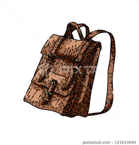 gear backpack sketch hand drawn vector 125033640