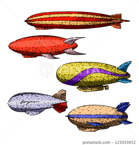airship set sketch hand drawn vector airship set sketch hand drawn vector 125033652