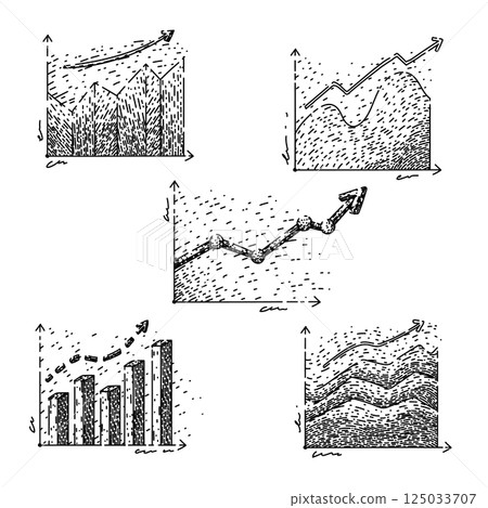 graph set sketch hand drawn vector 125033707