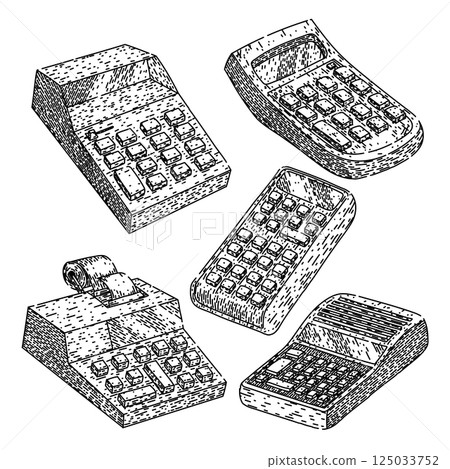 calculator set sketch hand drawn vector 125033752