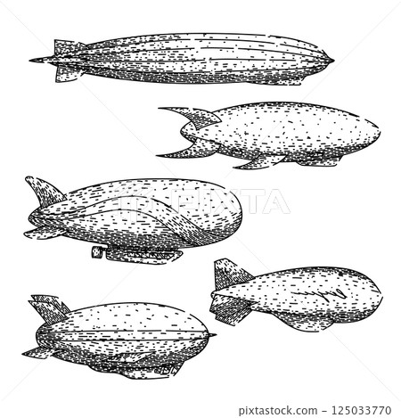 airship set sketch hand drawn vector airship set sketch hand drawn vector 125033770