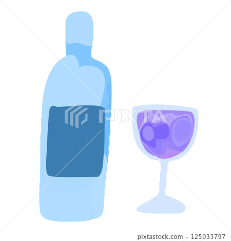 簡單的手繪插圖的酒瓶和紫酒 簡單的手繪插圖的酒瓶和紫酒 125033797