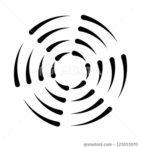 Halftone speed lines circle. Geometric art in circle form. Round swirl movement symbol. Halftone circular frame. Vector design element Halftone speed lines circle. Geometric art in circle form. Round swirl movement symbol. Halftone circular frame. Vector design element 125033970