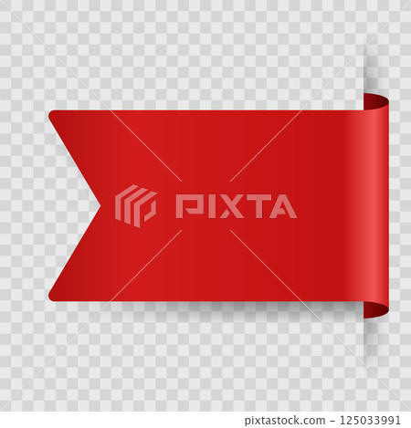 Corner or ribbons icon. Product red banner, price shopping tag. Promotion sale badge, special offer sticker. Discount and price offer concept. Vector sticker blank template 125033991