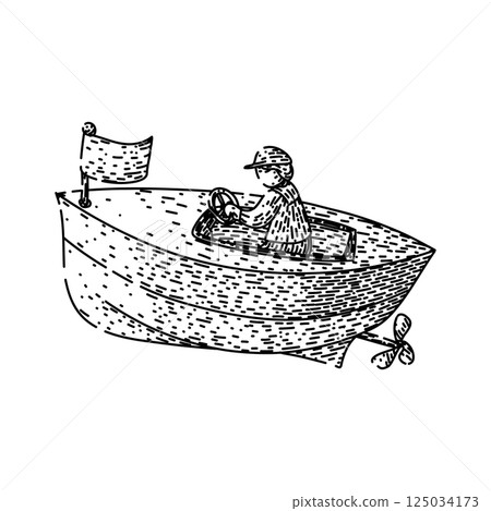 yacht toy boat sketch hand drawn vector 125034173