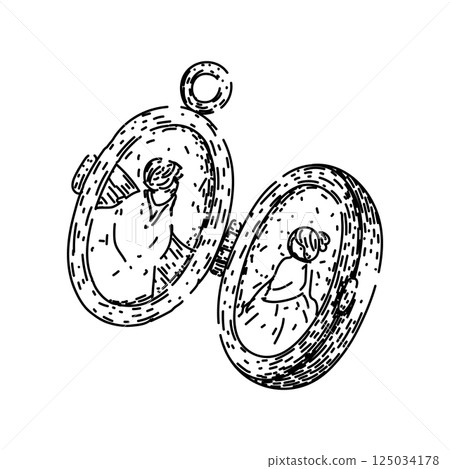 necklace locket sketch hand drawn vector necklace locket sketch hand drawn vector 125034178