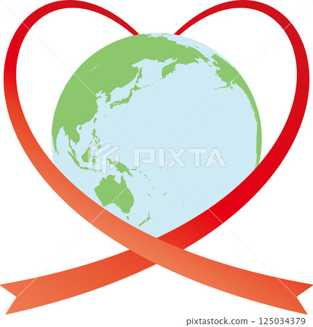 Earth wrapped in ribbons and hearts - a gift of gratitude and love Earth wrapped in ribbons and hearts - a gift of gratitude and love 125034379