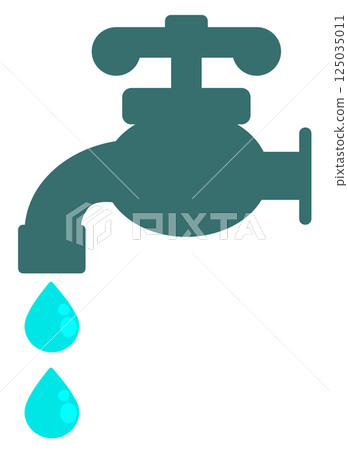 Illustration of water leaking due to a residential water faucet problem 125035011