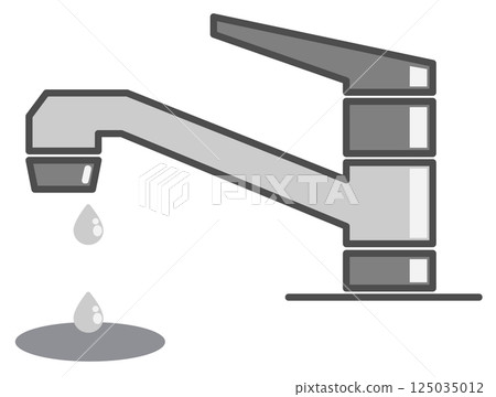 Illustration of water leaking due to a residential water faucet problem 125035012