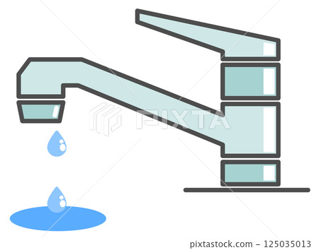 Illustration of water leaking due to a residential water faucet problem Illustration of water leaking due to a residential water faucet problem 125035013