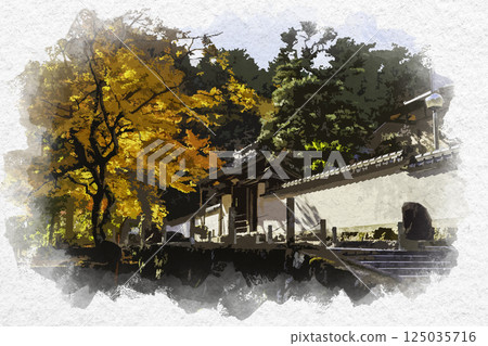 水彩畫風格：岡山縣總社市三門井山般若院 125035716