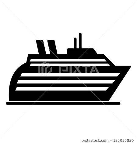 Black silhouette of a cruise ship. Black silhouette of a cruise ship. 125035820