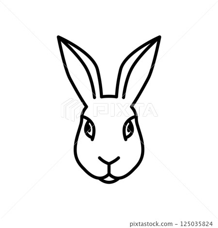 Simple outline drawing of a rabbit head. 125035824