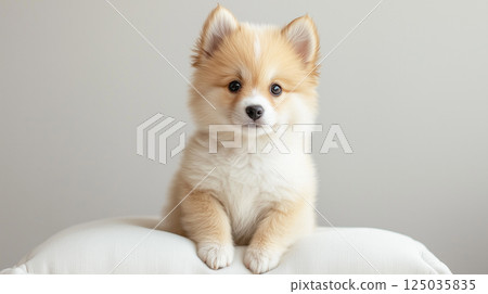 Pomeranian puppy with fluffy fur | Soft light 125035835