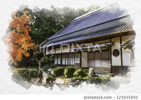 岡山縣總社市井山般若院正殿水彩畫風格 125035850