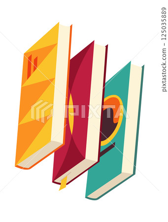 Vector books icon. Learning or education concept. Hand drawn educational symbol for book lovers. Reading, learn and receive education through books. Read more books 125035889
