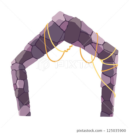 Zoo entrance gates, stone arch. Entrance to the zoo garden for wild animals. Vector illustration in cartoon style Zoo entrance gates, stone arch. Entrance to the zoo garden for wild animals. Vector illustration in cartoon style 125035900