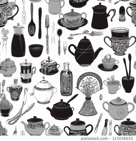 廚房工具的插圖集 125036010