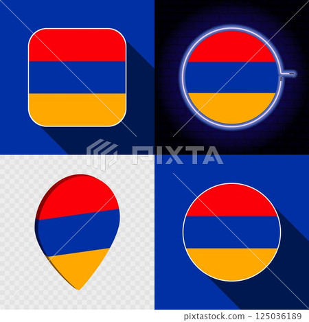 Set of modern icons with the national flag of Armenia. 125036189