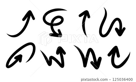 Various hand-drawn arrows illustrate direction and movement creatively 125036400