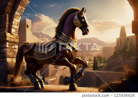 Generative AI Statue of A Warhorse Generative AI Statue of A Warhorse 125036926