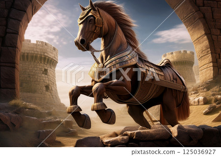 Generative AI Statue of A Warhorse Generative AI Statue of A Warhorse 125036927