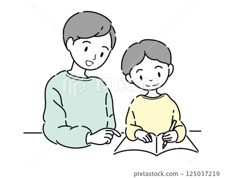 父親與男孩教學的插圖 父親與男孩教學的插圖 125037219