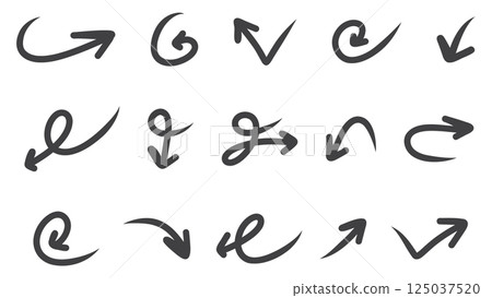 Various hand-drawn arrows illustrate direction and movement creatively 125037520