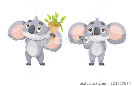 Cheerful Koala Animal with Large Ears and Pretty Snout Vector Set Cheerful Koala Animal with Large Ears and Pretty Snout Vector Set 125037674