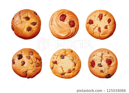 Cute cookie watercolor illustration set AI generation 125038066