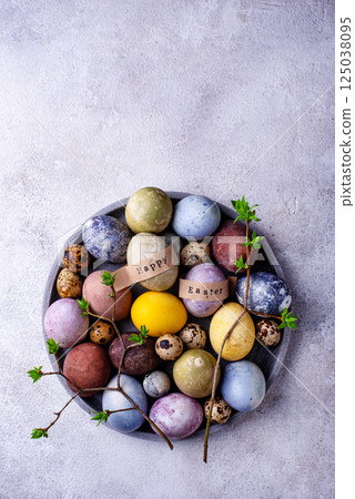 Easter eggs paint with natural dye 125038095