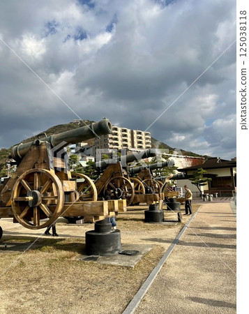 Cannons at the Dannoura battlefield in Shimonoseki Cannons at the Dannoura battlefield in Shimonoseki 125038118
