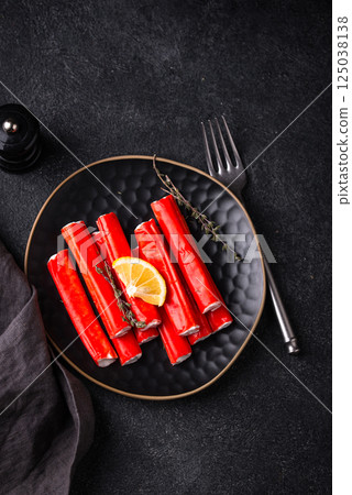 Surimi sticks from crab meat Surimi sticks from crab meat 125038138