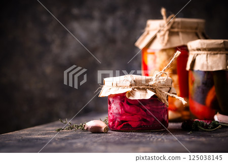 Healthy homemade fermented food in jars Healthy homemade fermented food in jars 125038145
