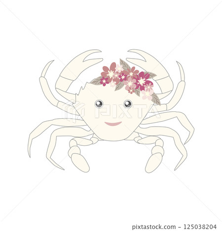 Underwater inhabitants in boho style. Vector illustration animals with flowers. Whale, dolphin, jellyfish, seahorse, turtle, shark, octopus, crab, snail, stingray, fish 125038204