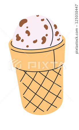 Vanilla ice-cream wafer hand drawn 125038447