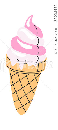 Creamy striped ice-cream hand drawn 125038453