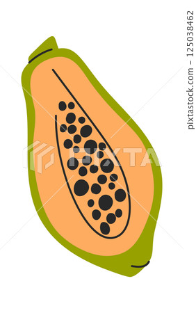 Papaya hand drawn exotic fruit Papaya hand drawn exotic fruit 125038462