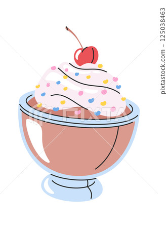 Tasty ice-cream bowl hand drawn Tasty ice-cream bowl hand drawn 125038463