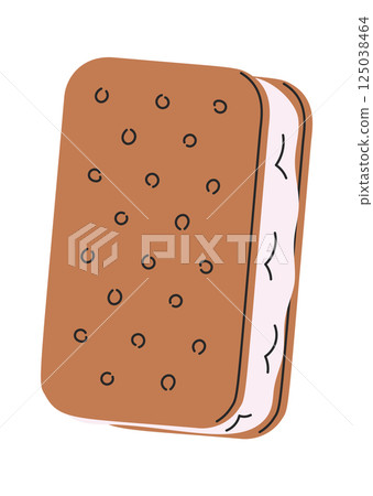 Hand drawn ice-cream cookie sandwich Hand drawn ice-cream cookie sandwich 125038464