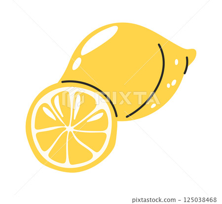 Hand drawn lemon citrus fruit Hand drawn lemon citrus fruit 125038468