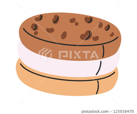 Ice-cream sandwich hand drawn dessert Ice-cream sandwich hand drawn dessert 125038470