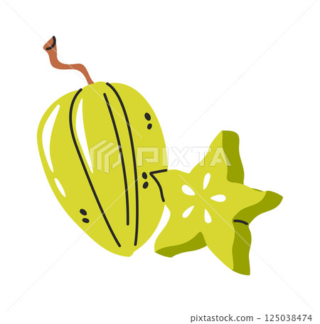 Delicious carambola hand drawn fruit 125038474